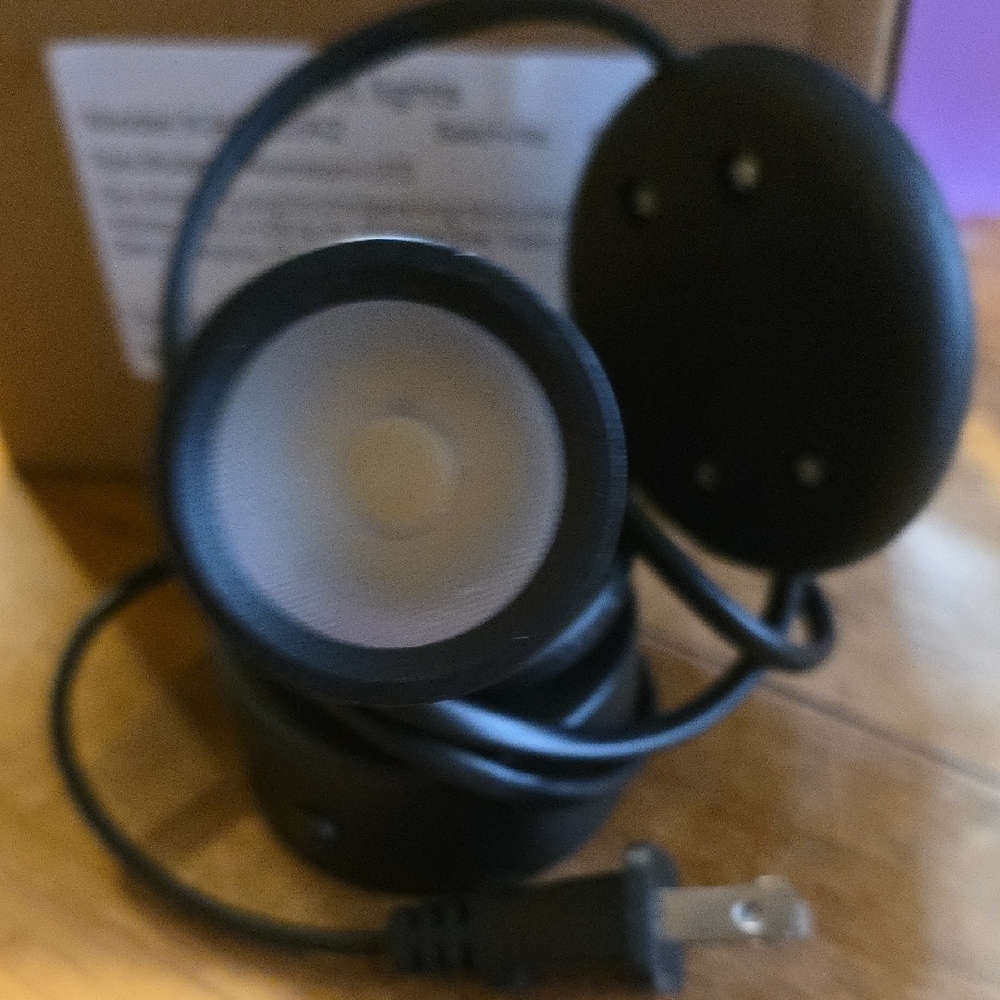 Black LED Puck Light with Plug